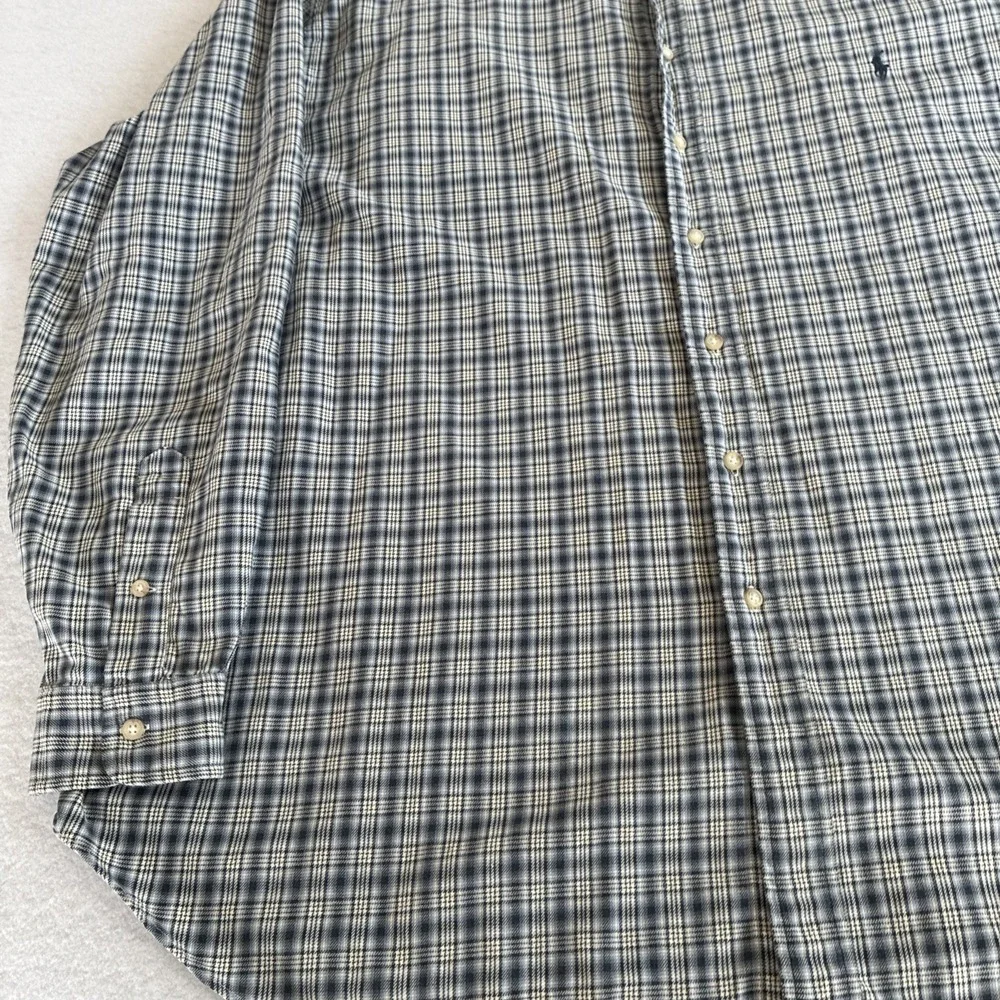 Vintage Polo Ralph Lauren Shirt Men 3XLT Classic Fit Plaid Cotton Button Down